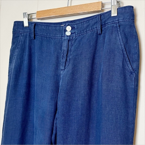 Lilly Pulitzer 100% Linen Straight Leg Pants 8 navy blue casual full length - Picture 2 of 12